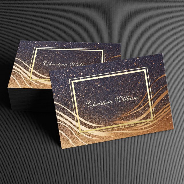 Tarjeta De Visita Navy Gold Elegant Minimalista Profesional Moderno (Navy Gold Elegant Minimalist Modern Professional Business Card)