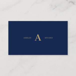 Tarjeta De Visita Navy & Gold Simple Minimal Profesional  Negocios 