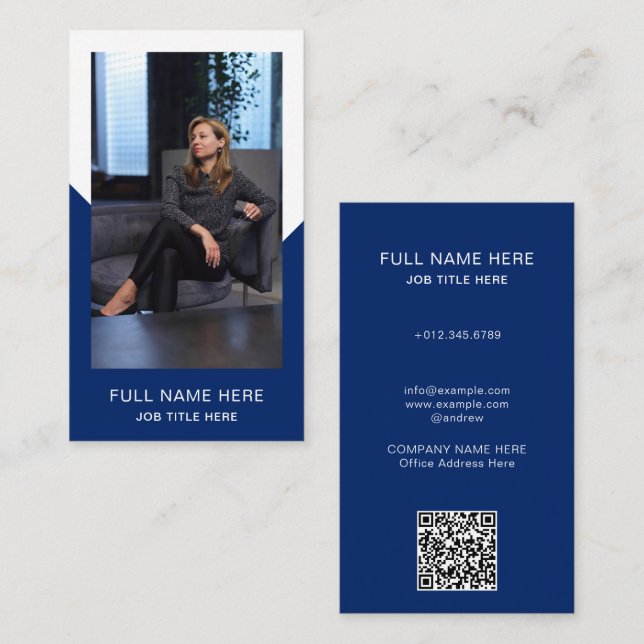 Tarjeta De Visita Navy Photo Business Card for Creative Profession (Anverso / Reverso)