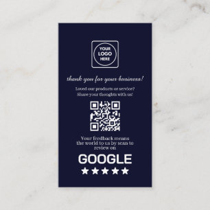 Tarjeta De Visita Navy QR   Enlace de agradecimiento personalizado d