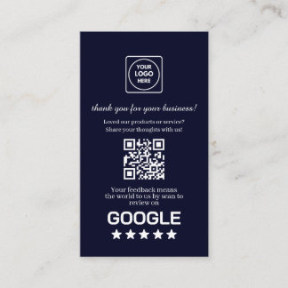 Tarjeta De Visita Navy QR | Enlace de agradecimiento personalizado d