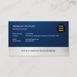 Tarjeta De Visita Navy Silver Foil Elegant Frame Design