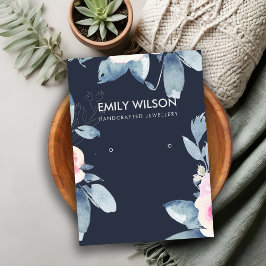 TARJETA DE VISITA NAVY SOFT RUBOR BLUE FLORAL EARRING SHPLAY LOGO