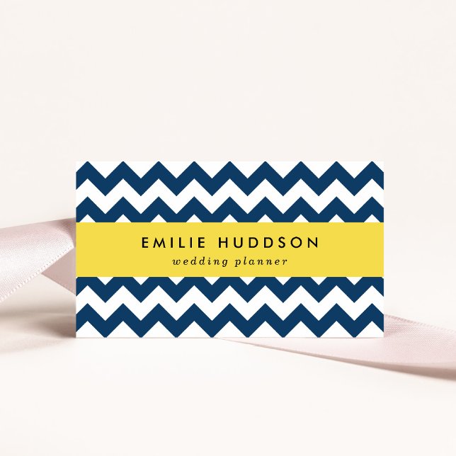 Tarjeta De Visita Navy Zigzag, Navy Chevron, patrón geométrico (Subido por el creador)