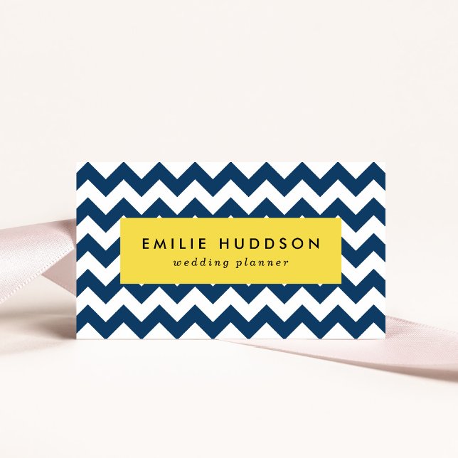Tarjeta De Visita Navy Zigzag, Navy Chevron, patrón geométrico (Subido por el creador)