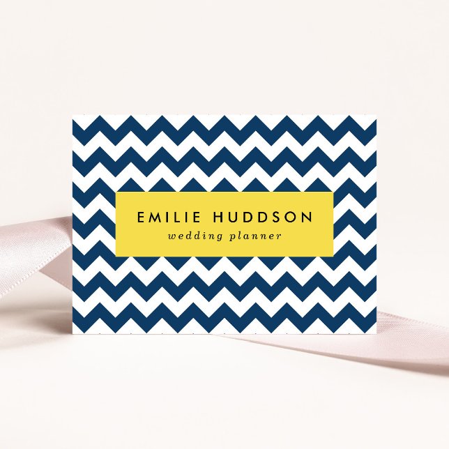 Tarjeta De Visita Navy Zigzag, Navy Chevron, patrón geométrico (Subido por el creador)