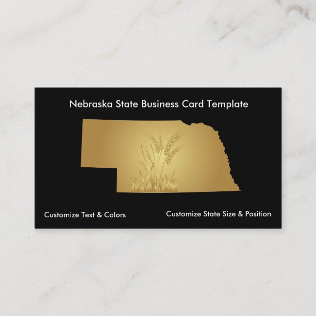 Tarjeta De Visita Nebraska Business Card Metallic Gold (Anverso)