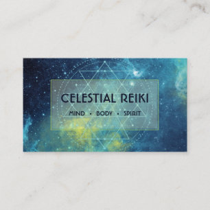 Tarjeta De Visita Nebula Galaxy acuarela moderna   Reiki Holistic