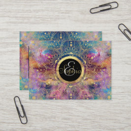 Tarjeta De Visita Nebulosa de color dorado Mandala