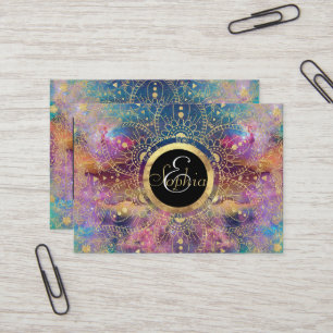 Tarjeta De Visita Nebulosa de color dorado Mandala