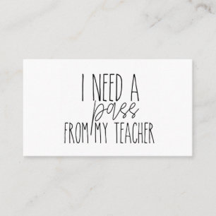 Tarjeta De Visita necesito un pase de mi profesor;tarjeta