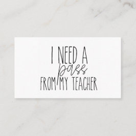 Tarjeta De Visita necesito un pase de mi profesor;tarjeta