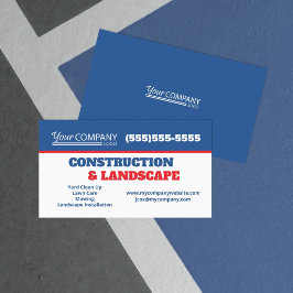 Tarjeta De Visita Negocio Azul y Rojo con Logo Blanco