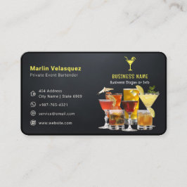 Tarjeta De Visita Negocio barman moderno | Negro casual