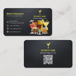 Tarjeta De Visita Negocio barman moderno | Negro casual