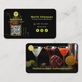Tarjeta De Visita Negocio barman moderno | Negro casual
