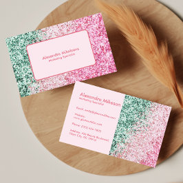 Tarjeta De Visita Negocio Brillante Femenino Rosa