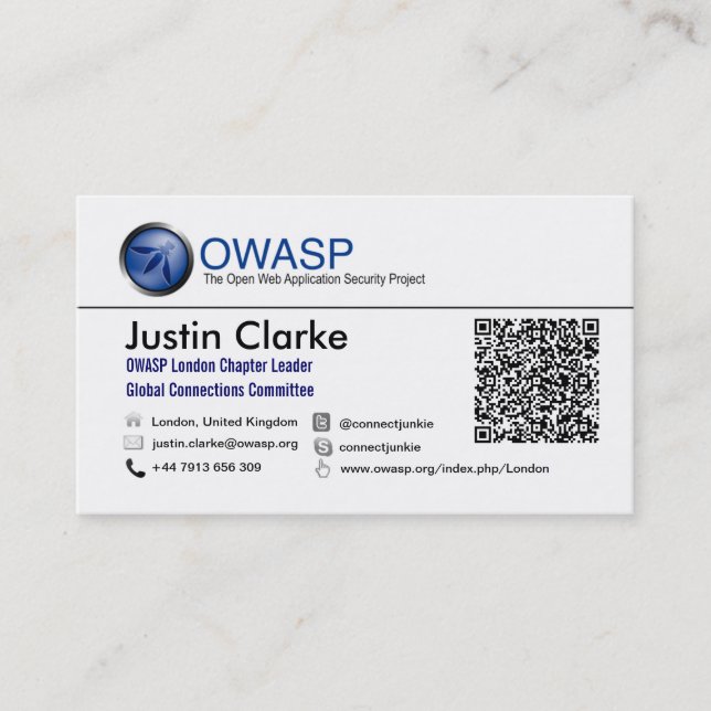 Tarjeta De Visita Negocio Card_2 de JC OWASP (Anverso)