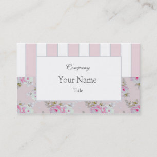 Tarjeta De Visita Negocio color de rosa y de la raya Card_Pink