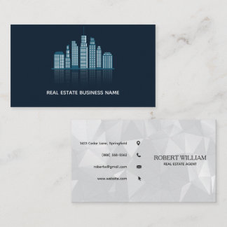 Tarjeta De Visita Negocio de bienes raíces de la silueta urbana azul