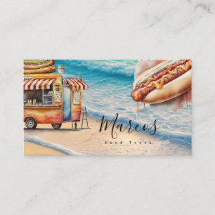 Tarjeta De Visita Negocio de Camión de Comida de Acuarela de Playa