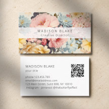 Negocio de código QR floral vintage