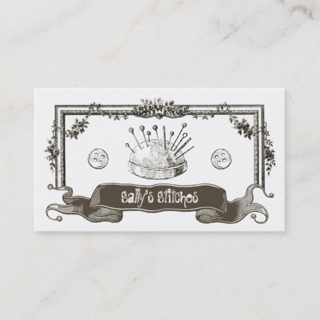 Tarjeta De Visita Negocio de costura del Crafter de la costurera de (Anverso)