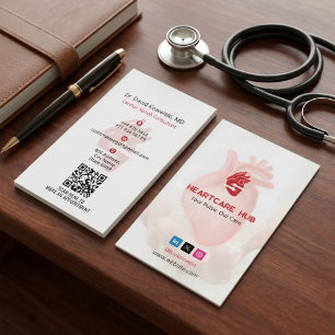 Tarjeta De Visita Negocio de cuidado del corazón Simple Red