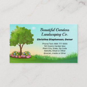 Tarjeta De Visita Negocio de Cuidados de Jardines Paisajísticos