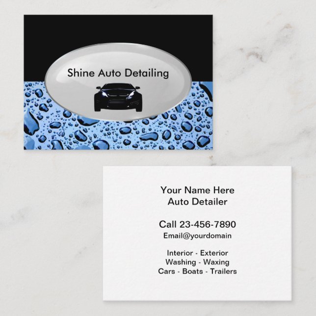 Tarjeta De Visita Negocio de Detallado de Autos (Anverso / Reverso)