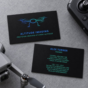 Tarjeta De Visita Negocio de drones piloto UAV Fotografía Negro