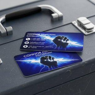 Tarjeta De Visita Negocio de Electricista Moderno Tendencia Frío Azu