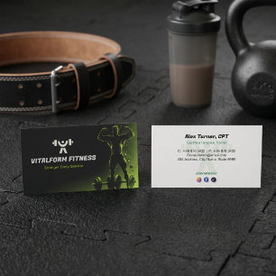 Tarjeta De Visita Negocio de Entrenador de Fitness   Músculo Negro