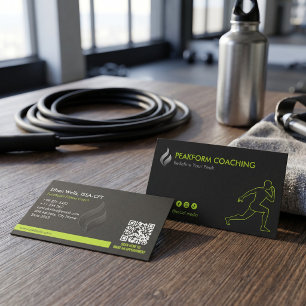 Tarjeta De Visita Negocio de Entrenador Físico   Minimalista Negro M