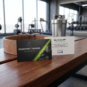 Tarjeta De Visita Negocio de Entrenador Físico   Plata Negro
