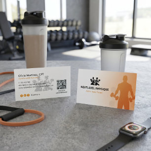 Tarjeta De Visita Negocio de Entrenador Personal Naranja Blanco