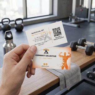 Tarjeta De Visita Negocio de Entrenador Personal Naranja Blanco
