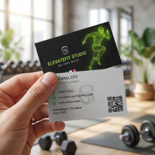 Tarjeta De Visita Negocio de Entrenador Personal   Negro Verde