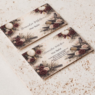 Tarjeta De Visita Negocio de Estilista de Peinado Floral Elegante