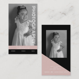 Tarjeta De Visita Negocio de Fotografía Formas Bloque Rubor Negro