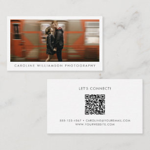 Tarjeta De Visita Negocio de Fotografía Moderna Foto Grande QR Elega