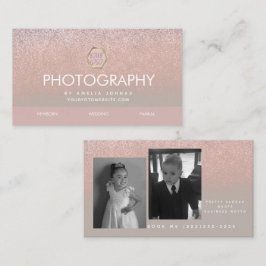 Tarjeta De Visita Negocio de Fotografía Ombre Glitter Tu Logo 