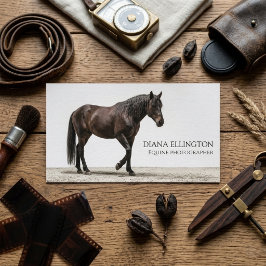 Tarjeta De Visita Negocio de Fotógrafo Equino Caballo Marrón Elegant