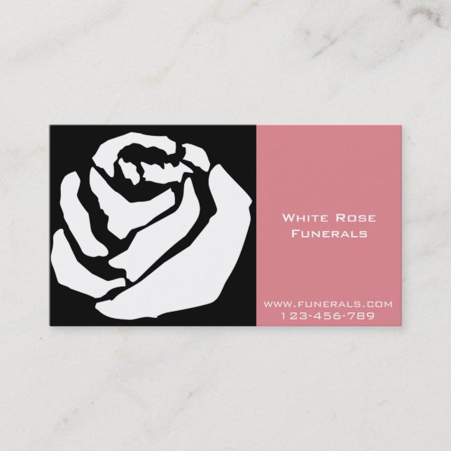Tarjeta De Visita Negocio de funerales del diseño del rosa blanco (Anverso)