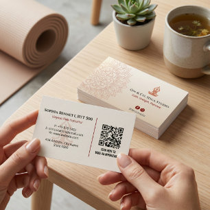 Tarjeta De Visita Negocio de instructor de yoga Calm Brown Mandala