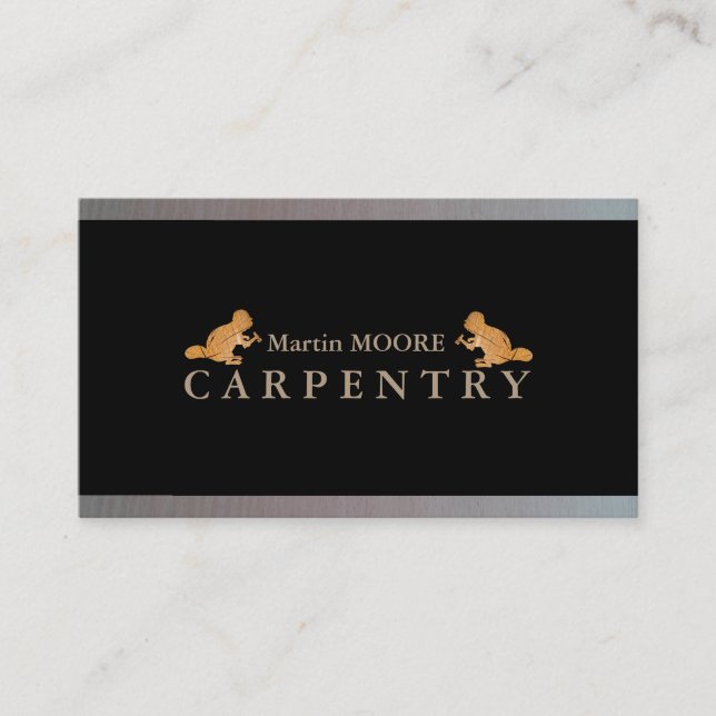Tarjeta De Visita Negocio de madera de la carpintería del carpintero (Anverso)