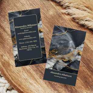 Tarjeta De Visita Negocio de mármol negro oro de lujo