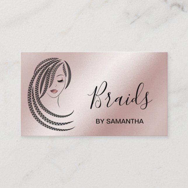 Tarjeta De Visita Negocio de mujeres afroamericanas con trenzas C (Anverso)