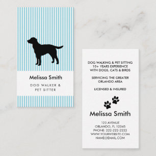 Tarjeta De Visita Negocio de paseo de perros con silueta moderna