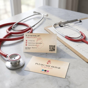 Tarjeta De Visita Negocio de Rehabilitación CardioPulmonar   Rojo Cl